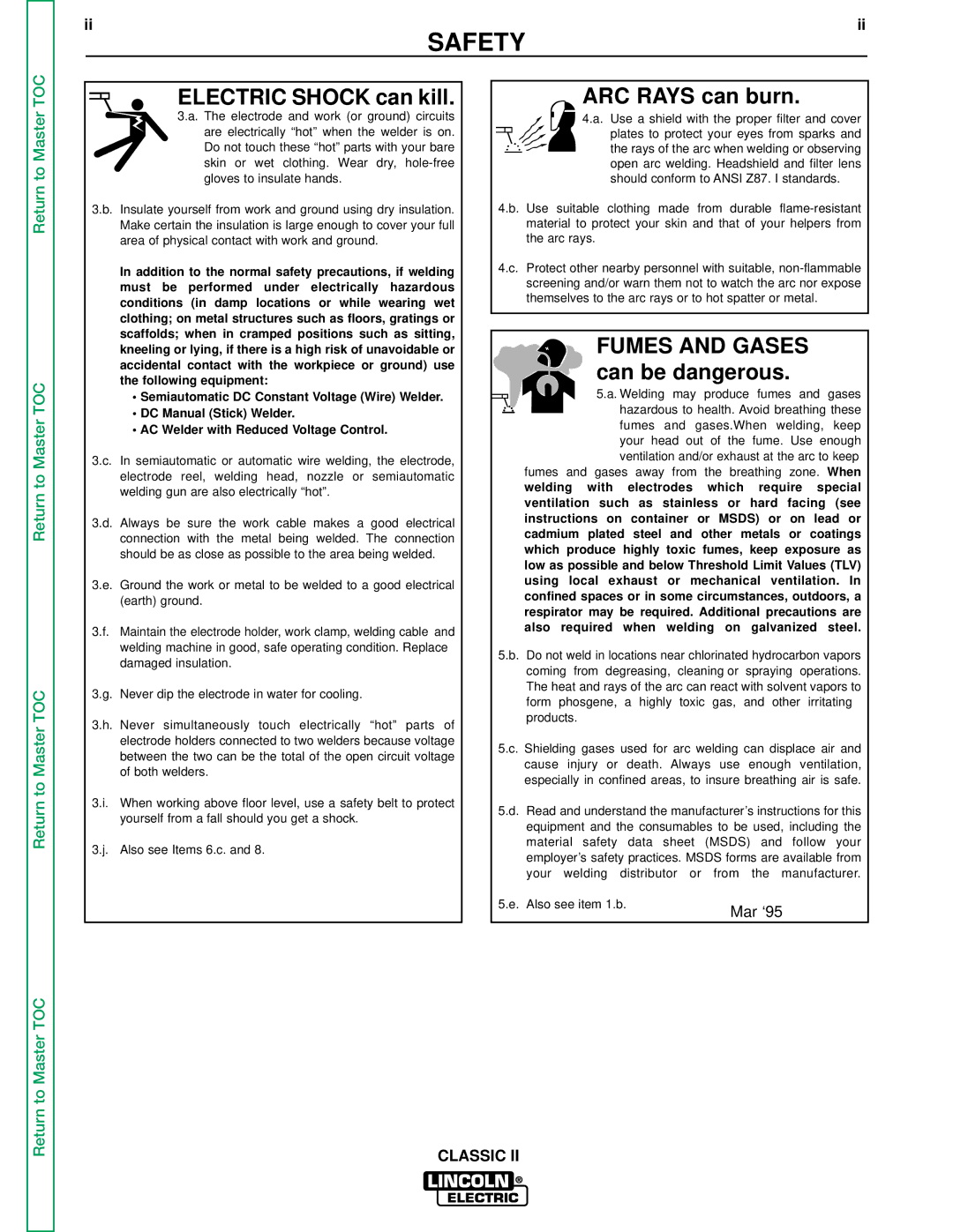 Lincoln Electric SVM125-A service manual Electric Shock can kill 