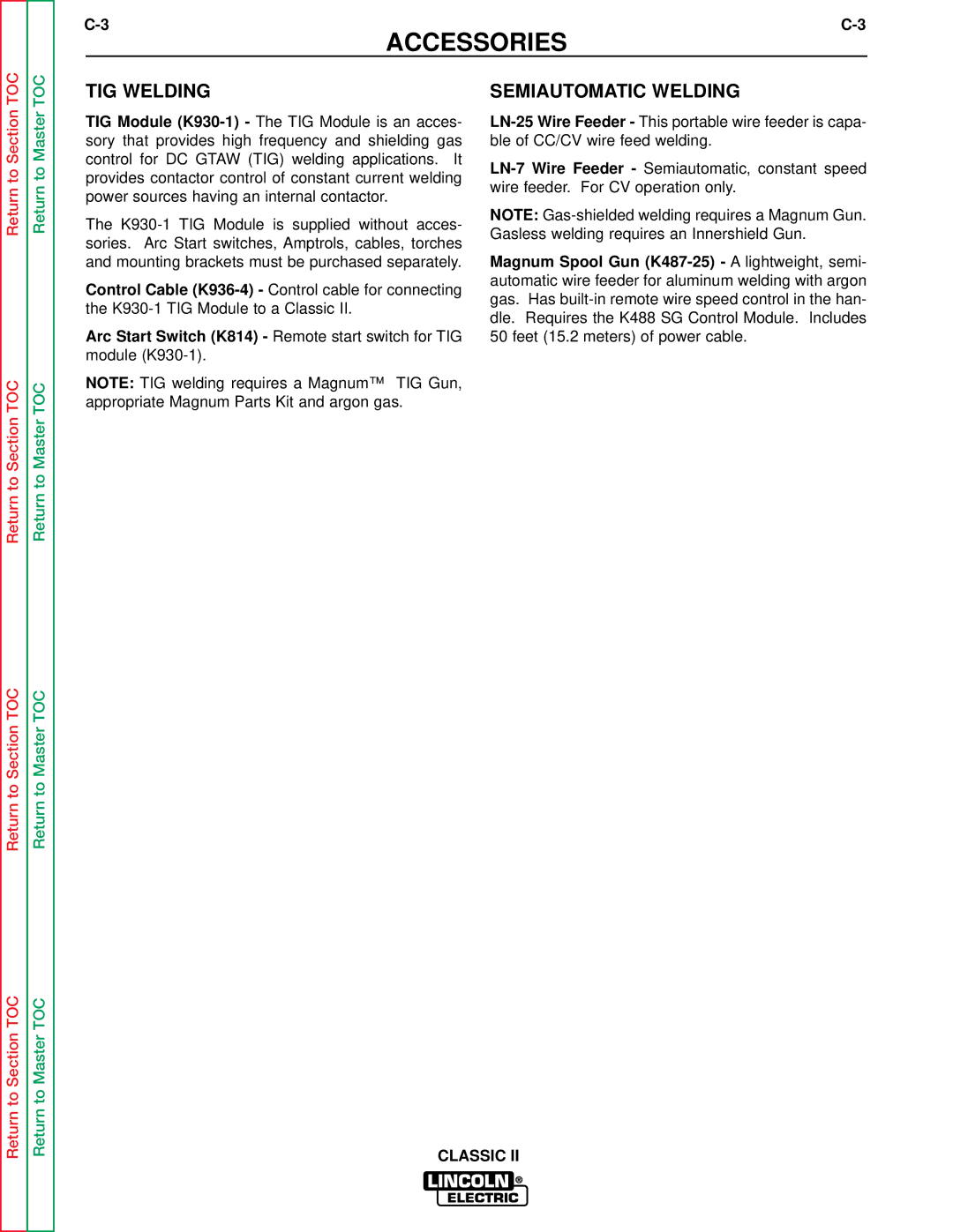 Lincoln Electric SVM125-A service manual TIG Welding, Semiautomatic Welding 