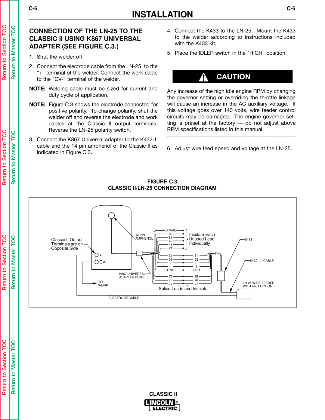 Lincoln Electric SVM125-A service manual Figure C.3 Classic II/LN-25 Connection Diagram 