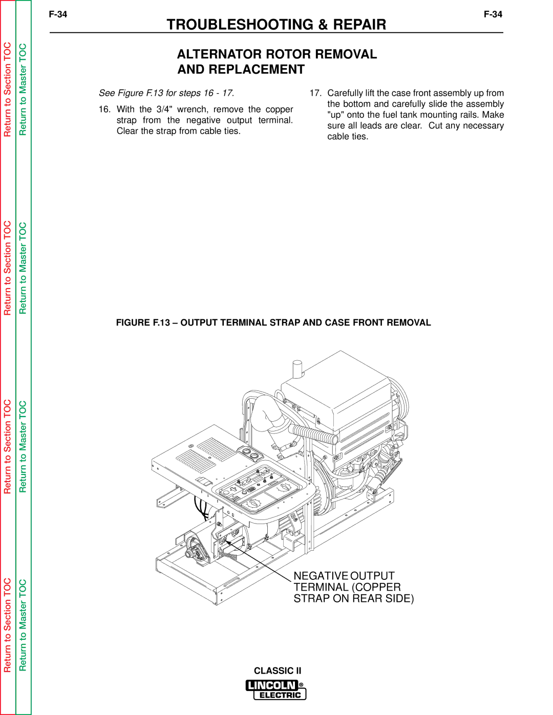 Lincoln Electric SVM125-A service manual Negative Output Terminal Copper Strap on Rear Side 