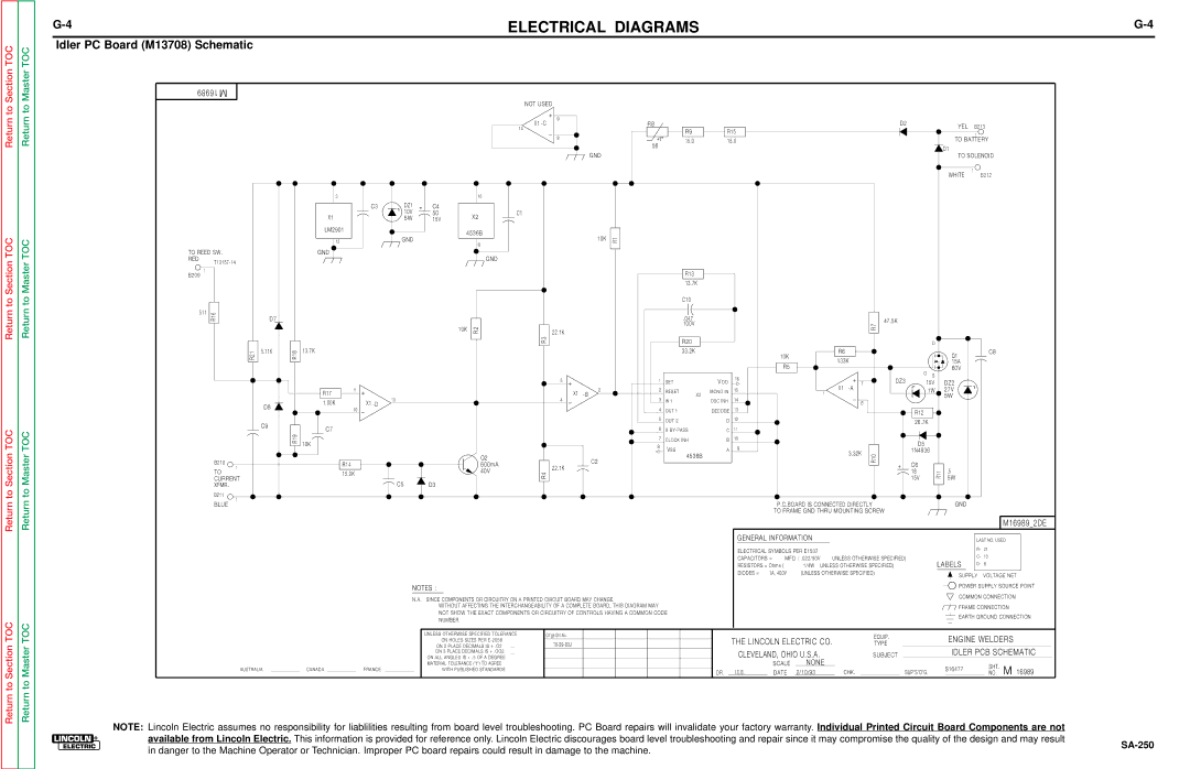 Lincoln Electric SVM128-A service manual Idler PC Board M13708 Schematic 