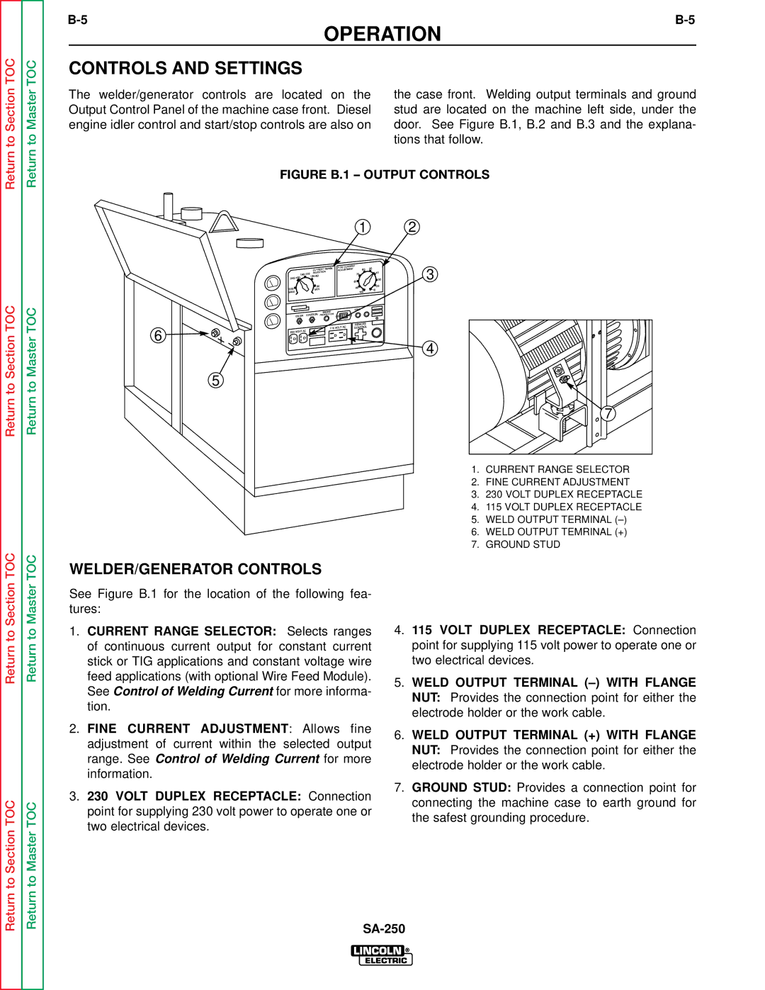 Lincoln Electric SVM128-A service manual Controls and Settings, WELDER/GENERATOR Controls 