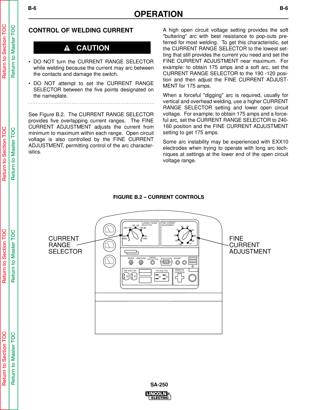 Lincoln Electric SVM128-A service manual Control of Welding Current, Current Range Selector 