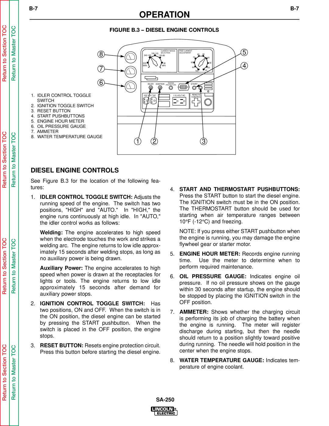 Lincoln Electric SVM128-A service manual Figure B.3 Diesel Engine Controls 