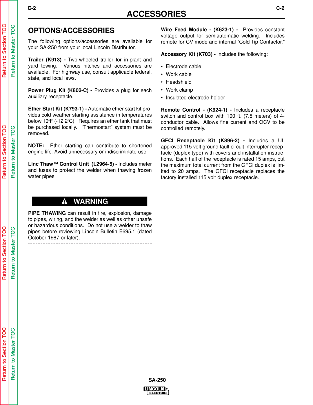 Lincoln Electric SVM128-A service manual Options/Accessories 