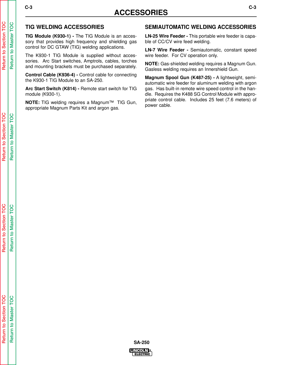 Lincoln Electric SVM128-A service manual TIG Welding Accessories, Semiautomatic Welding Accessories 