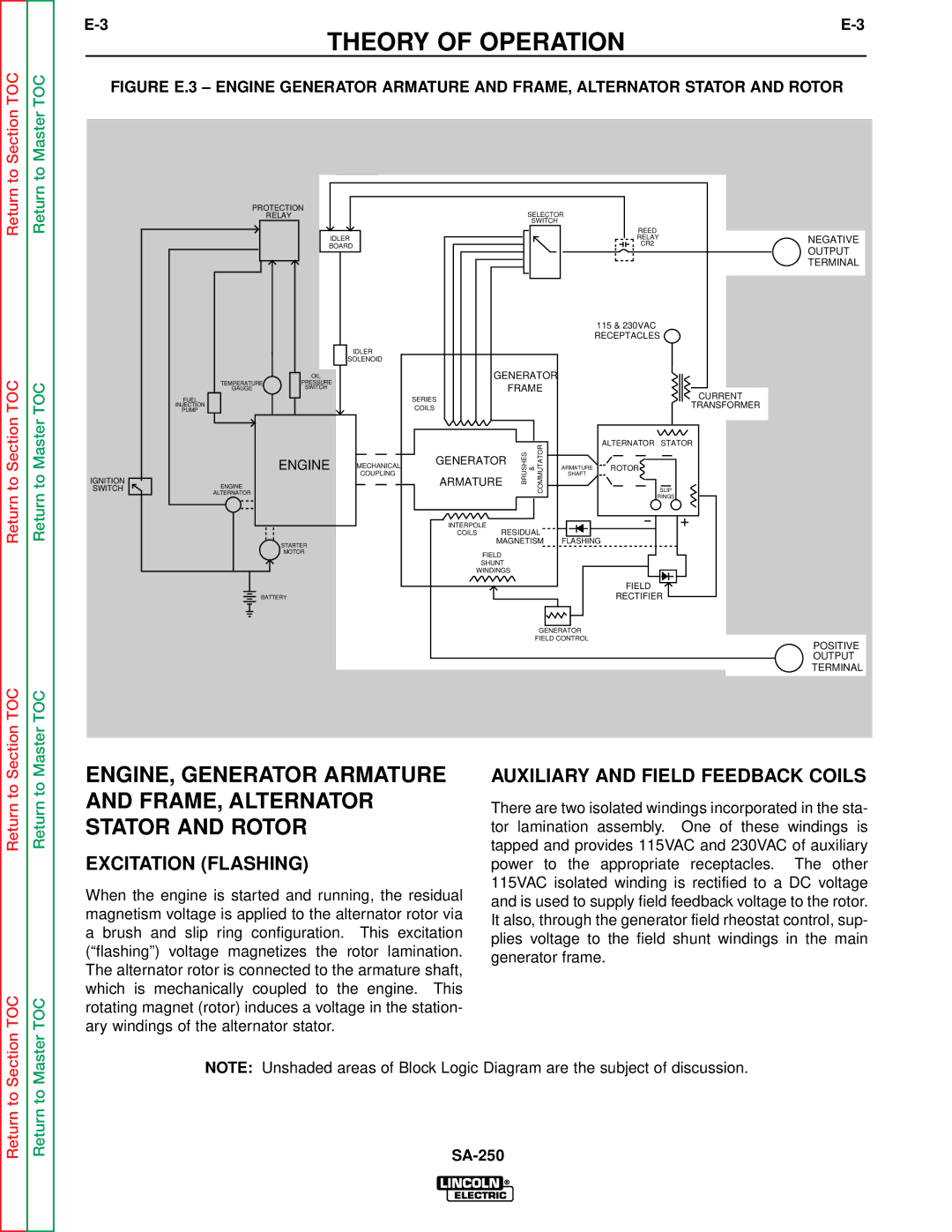 Lincoln Electric SVM128-A service manual Excitation Flashing, Auxiliary and Field Feedback Coils 