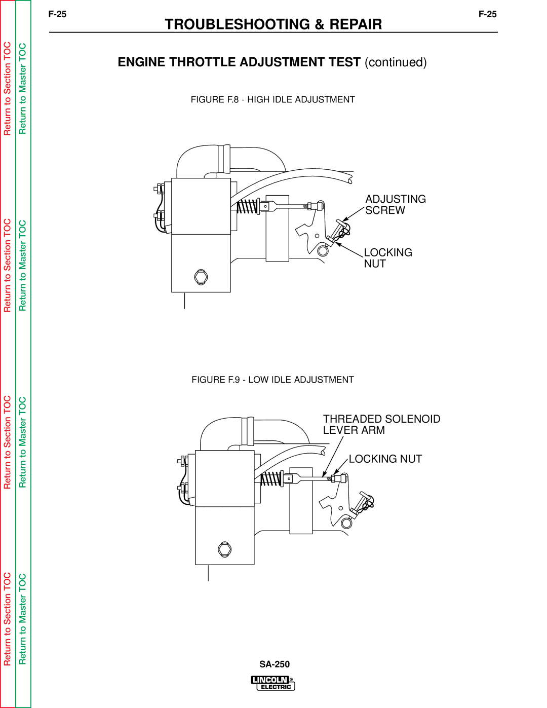 Lincoln Electric SVM128-A service manual Adjusting Screw Locking NUT 