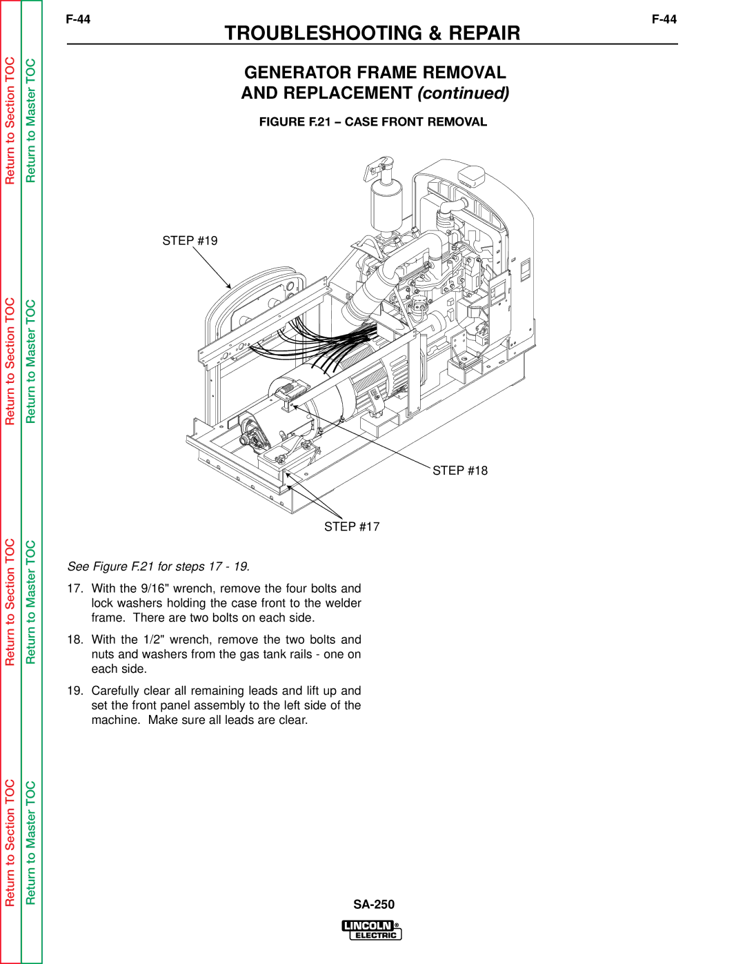 Lincoln Electric SVM128-A service manual Figure F.21 Case Front Removal 