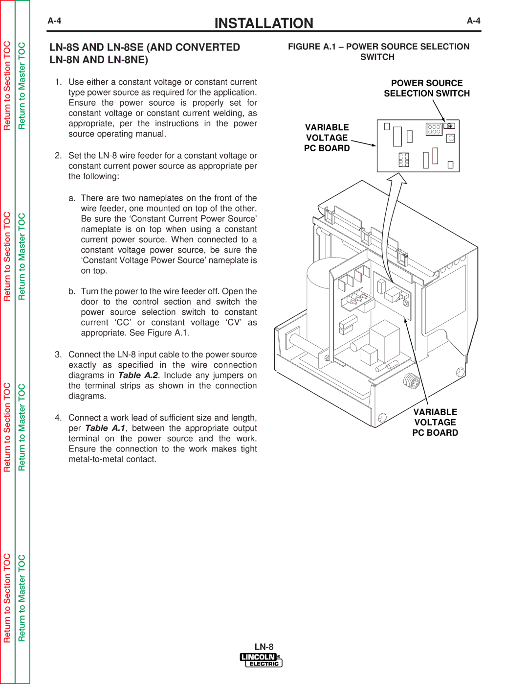 Lincoln Electric SVM132-A service manual LN-8S and LN-8SE and Converted LN-8N and LN-8NE 