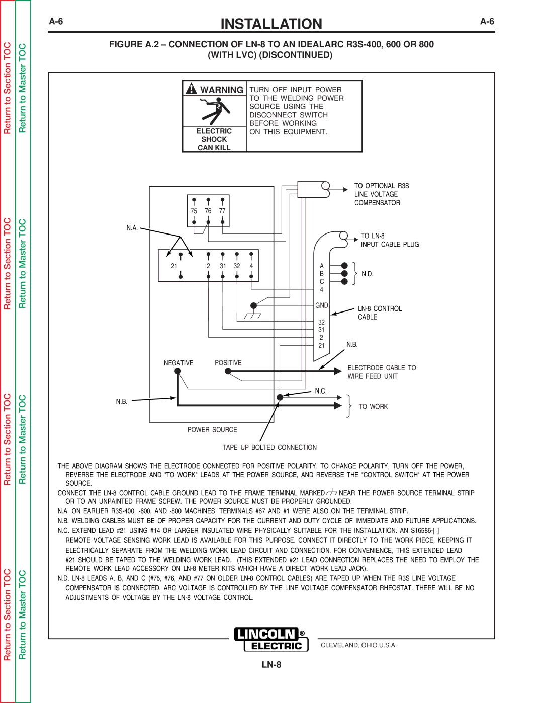 Lincoln Electric SVM132-A service manual Section TOC 