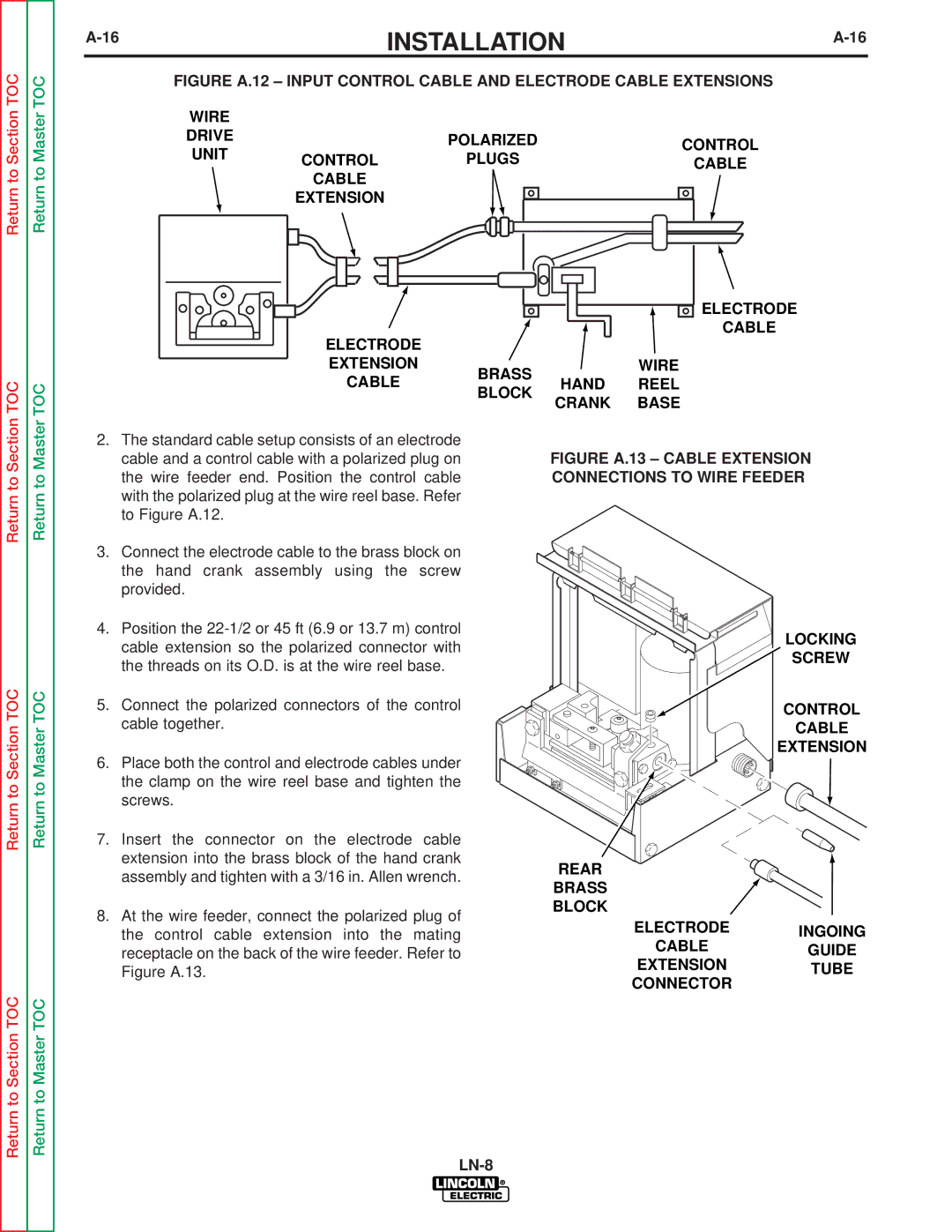 Lincoln Electric SVM132-A Connections to Wire Feeder, Locking, Screw, Control, Extension, Rear, Brass, Cable Guide 