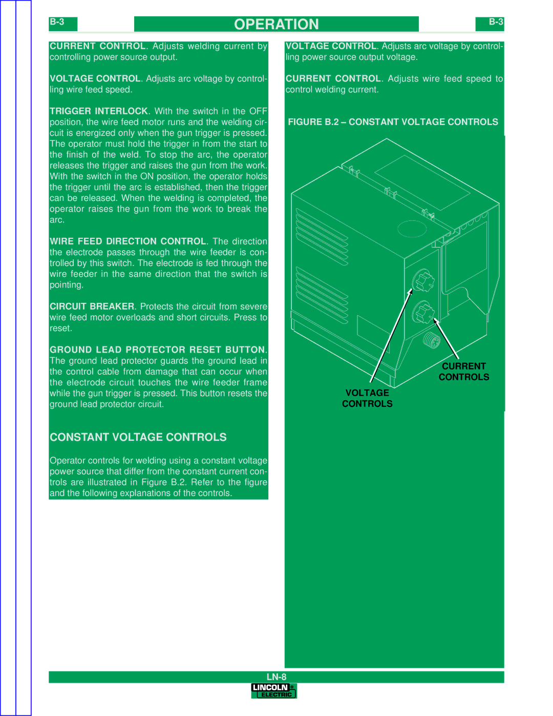 Lincoln Electric SVM132-A service manual Constant Voltage Controls, Current Controls Voltage 