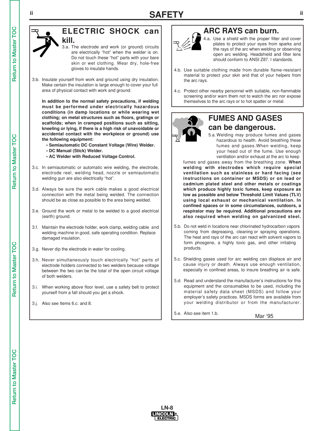 Lincoln Electric SVM132-A service manual Electric Shock can kill 