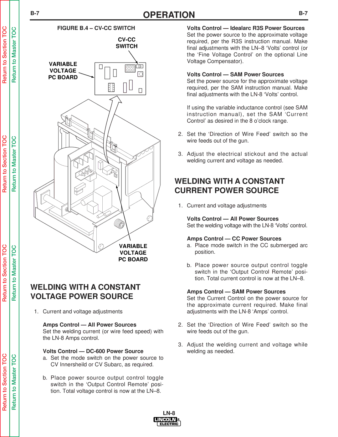 Lincoln Electric SVM132-A service manual Welding with a Constant, Voltage Power Source 