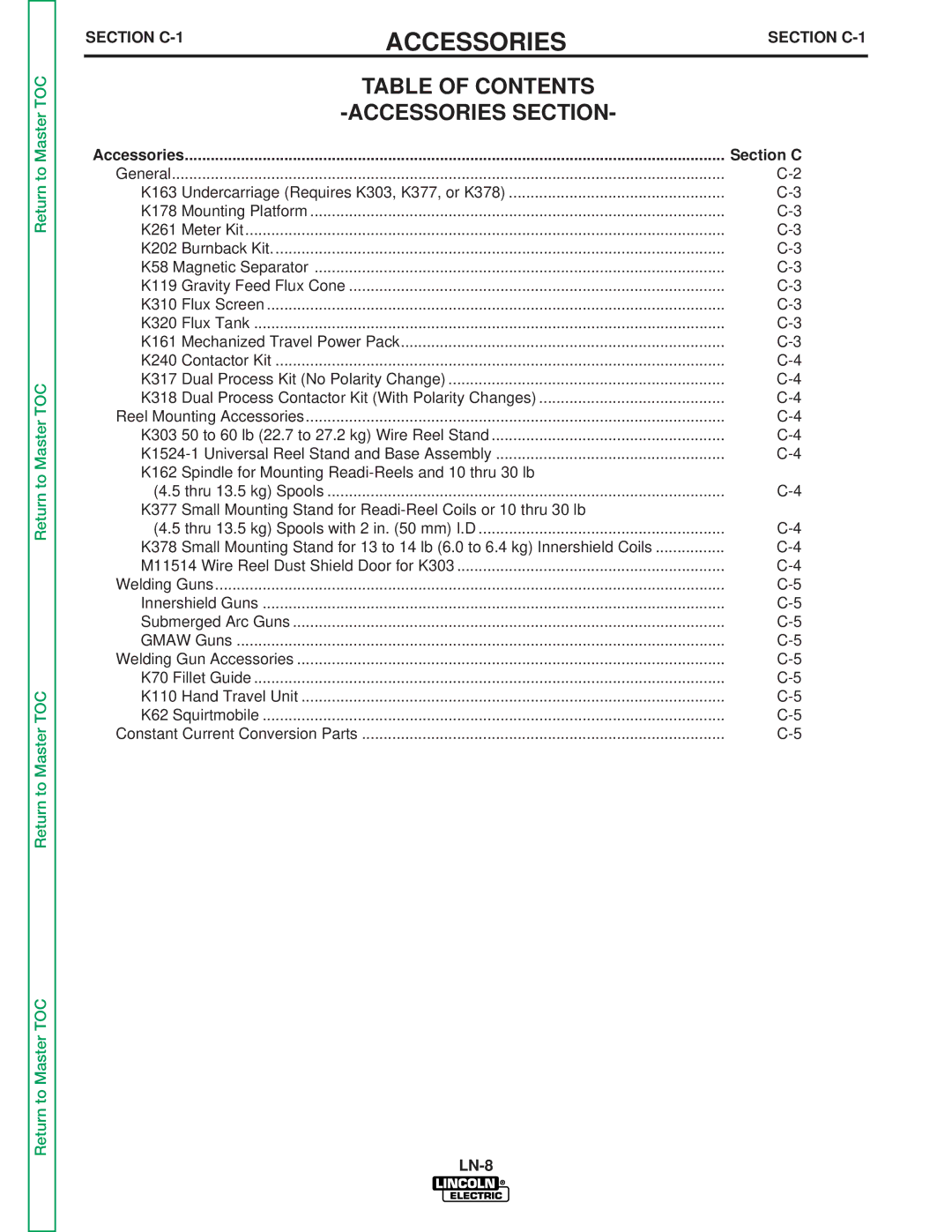 Lincoln Electric SVM132-A service manual Accessories 