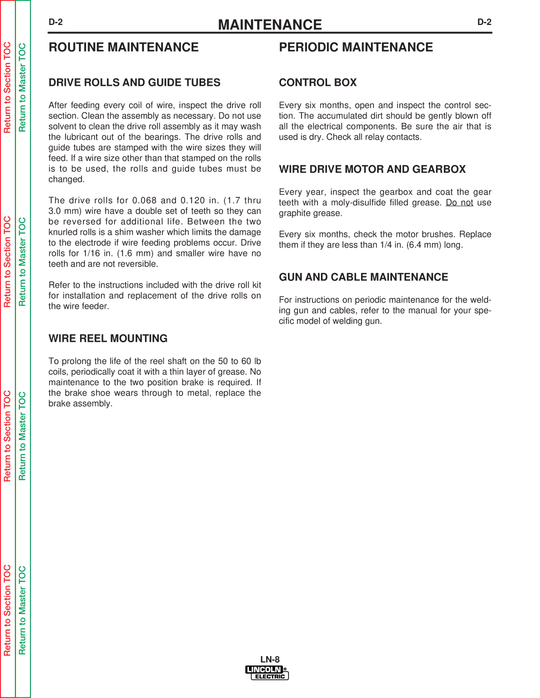 Lincoln Electric SVM132-A service manual Routine Maintenance Periodic Maintenance 