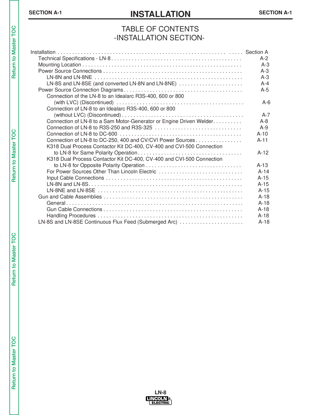 Lincoln Electric SVM132-A service manual Installation 