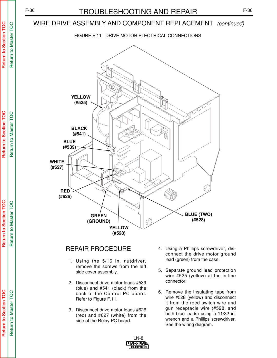 Lincoln Electric SVM132-A service manual Black, White, Green Ground Yellow, Blue TWO 