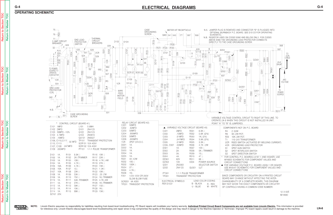 Lincoln Electric SVM132-A service manual Operating Schematic, 1CR Wire Feed Motor Field 