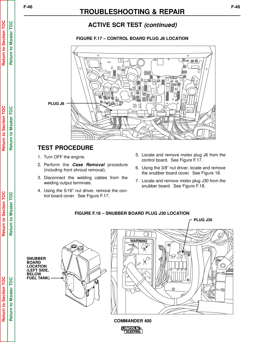 Lincoln Electric SVM133-B service manual Active SCR Test, Test Procedure 