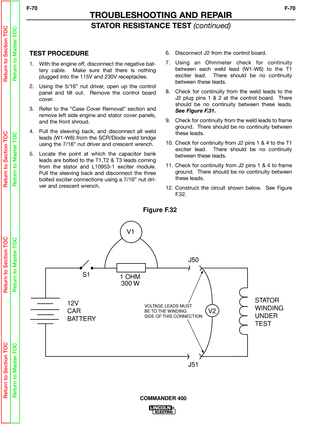 Lincoln Electric SVM133-B service manual Stator Resistance Test 