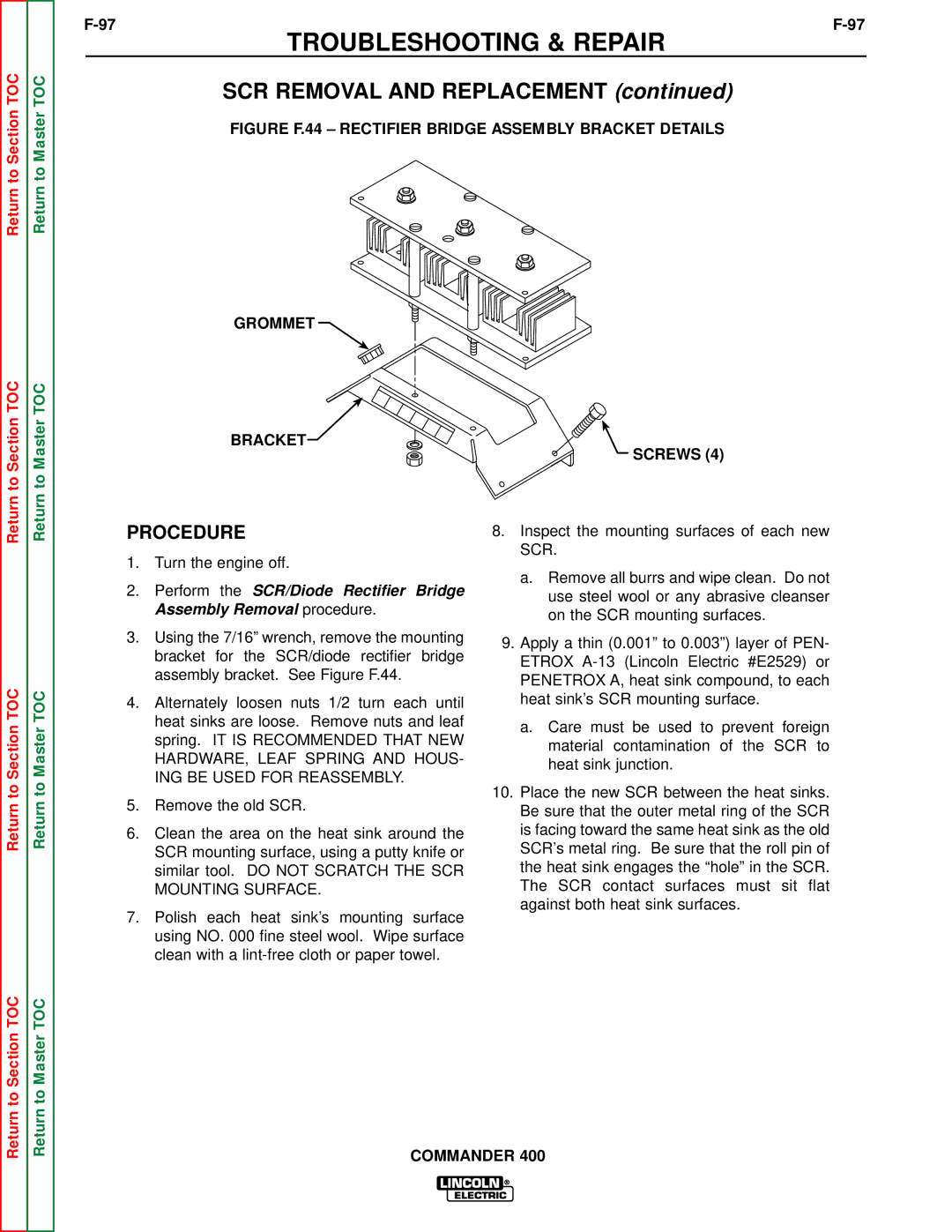 Lincoln Electric SVM133-B service manual Procedure 