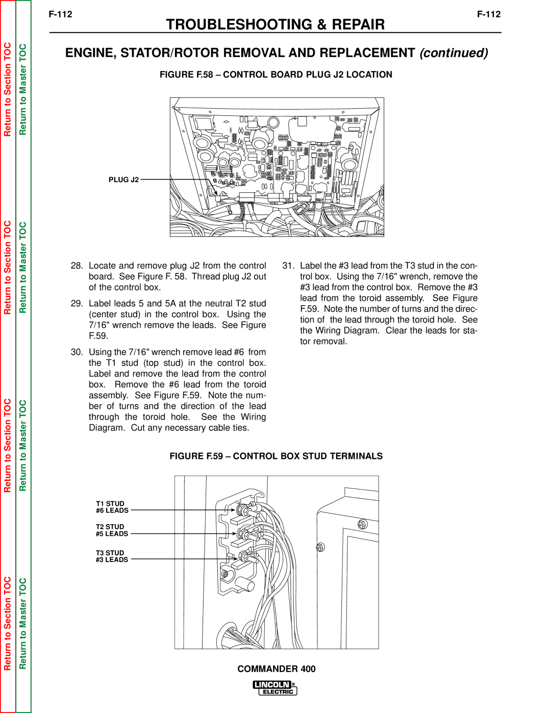 Lincoln Electric SVM133-B service manual 112, Figure F.58 Control Board Plug J2 Location 