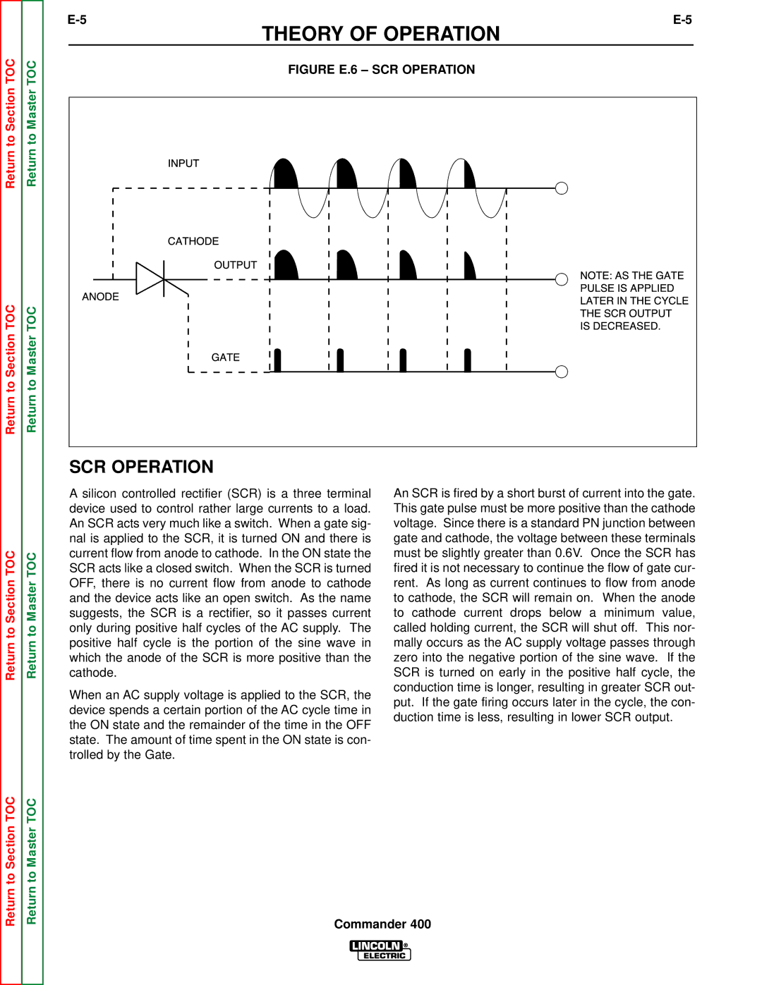 Lincoln Electric SVM133-B service manual SCR Operation, Commander 