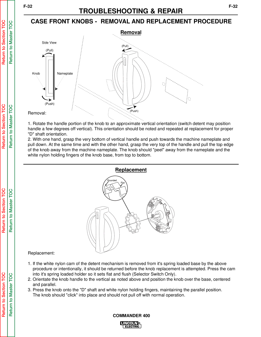 Lincoln Electric SVM133-B service manual Case Front Knobs Removal and Replacement Procedure 