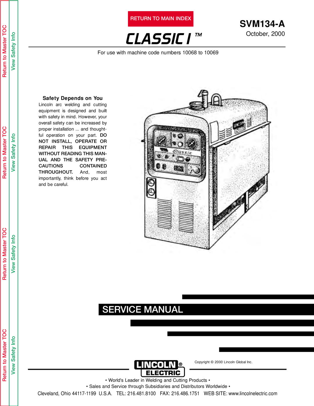 Lincoln Electric SVM134-A service manual Classic I TM 