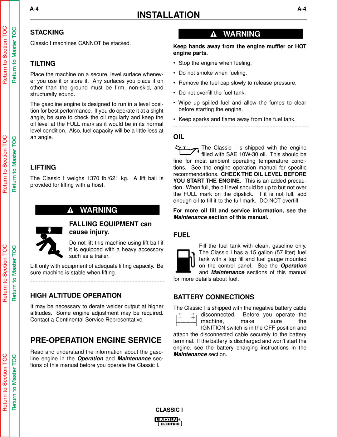 Lincoln Electric SVM134-A service manual PRE-OPERATION Engine Service 