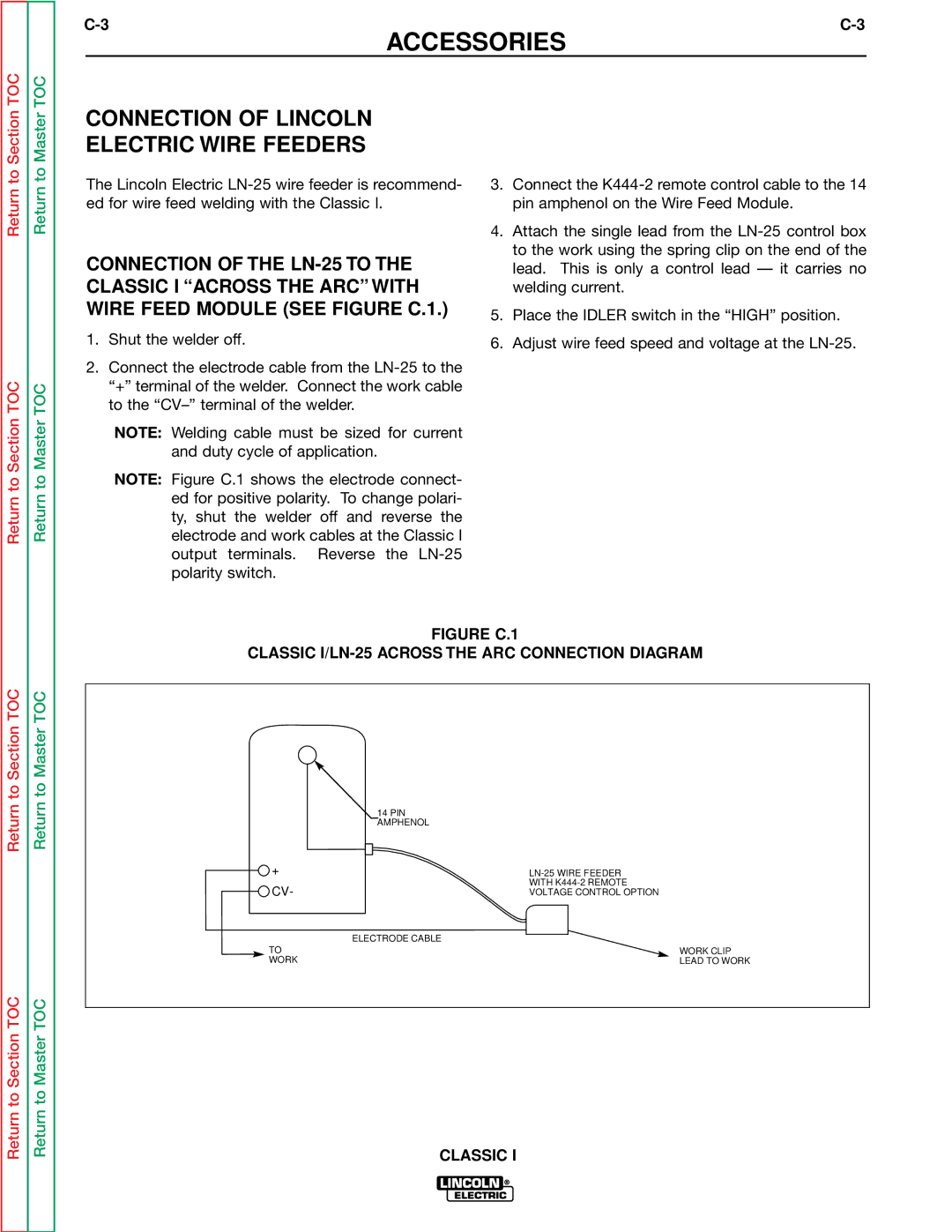 Lincoln Electric SVM134-A service manual Connection of Lincoln Electric Wire Feeders, Connection of the LN-25 to 