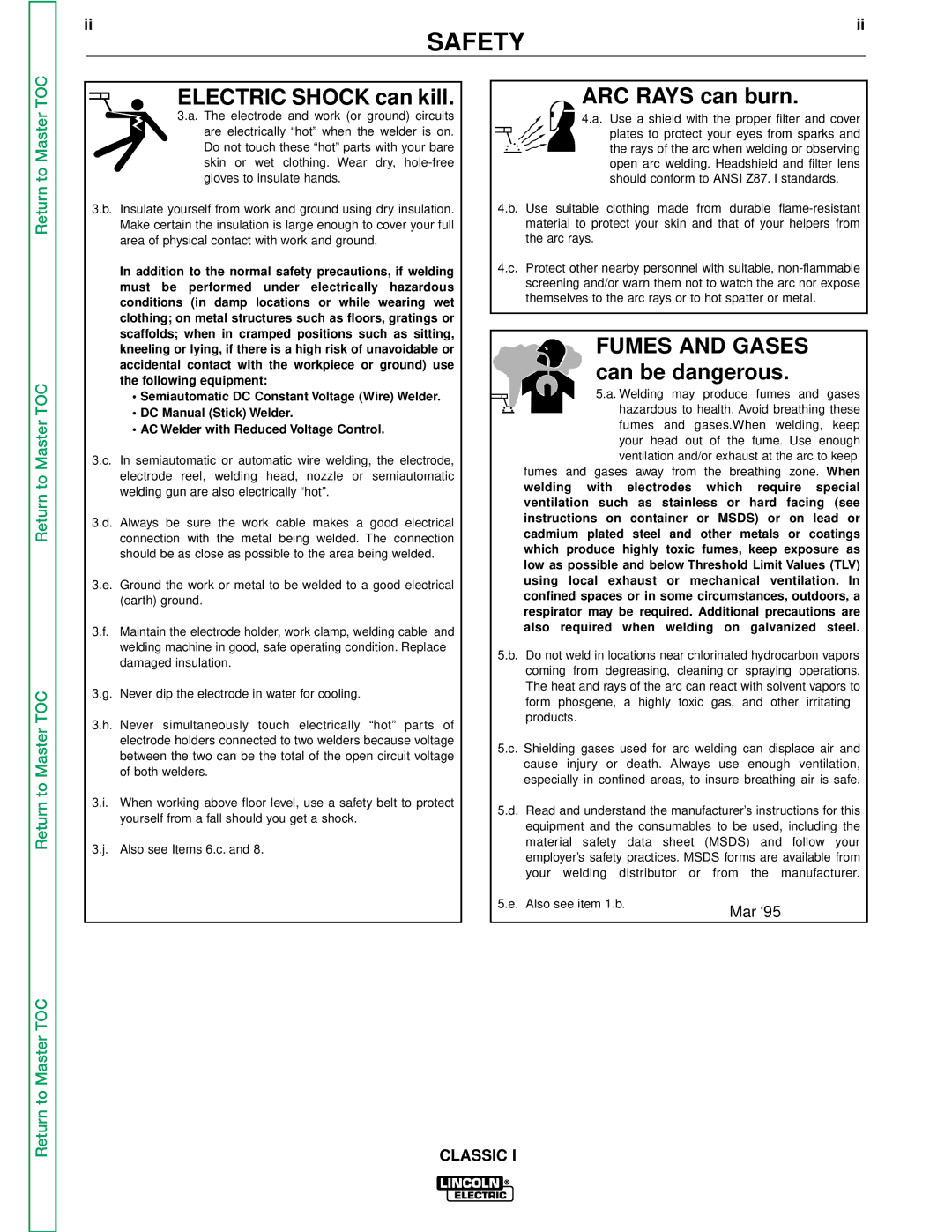 Lincoln Electric SVM134-A service manual Electric Shock can kill 