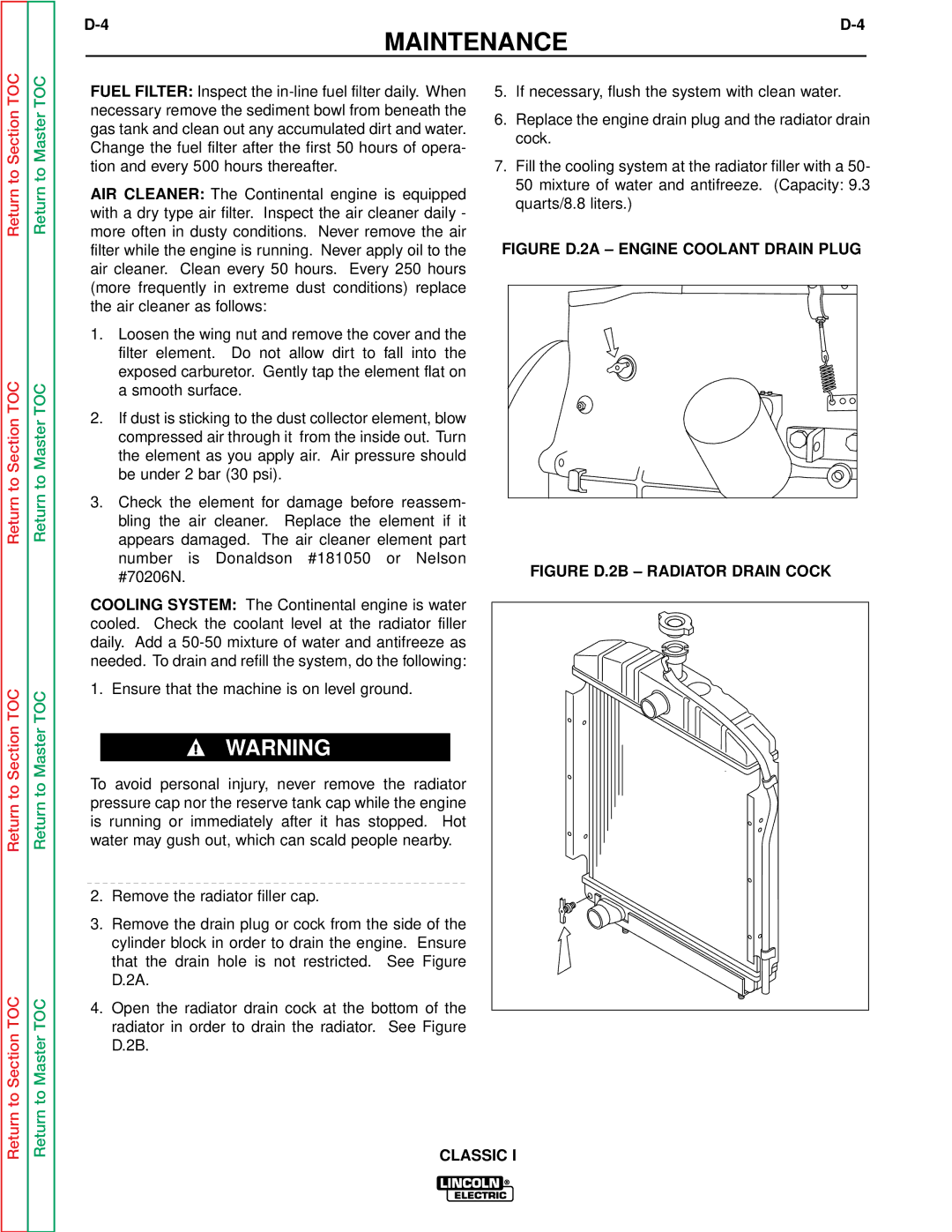 Lincoln Electric SVM134-A service manual Figure D.2A Engine Coolant Drain Plug 