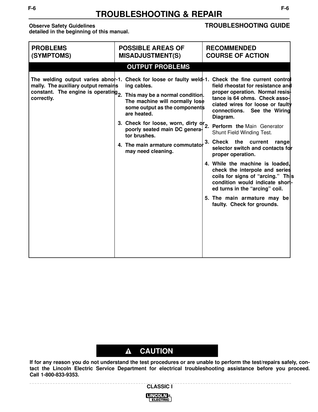 Lincoln Electric SVM134-A service manual Main Generator 