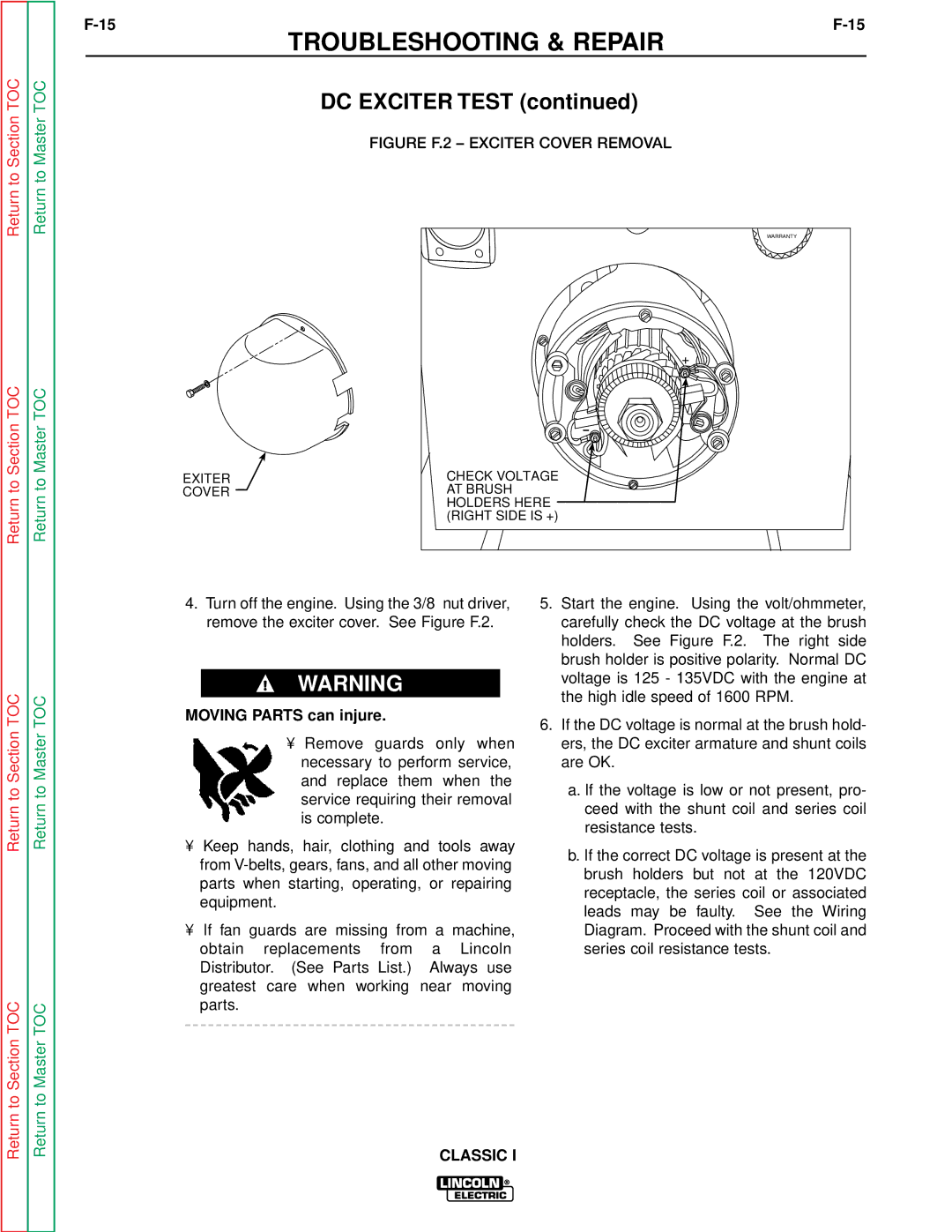 Lincoln Electric SVM134-A service manual Figure F.2 Exciter Cover Removal 