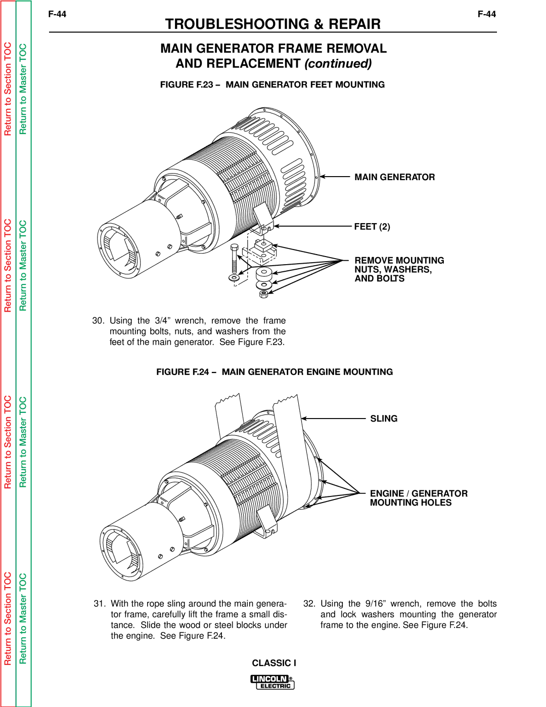 Lincoln Electric SVM134-A service manual Feet, Remove Mounting NUTS, Washers Bolts 