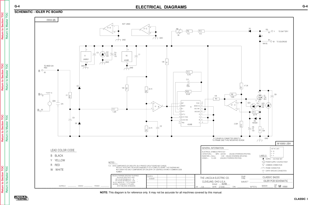 Lincoln Electric SVM134-A service manual Schematic Idler PC Board, 16990 M 