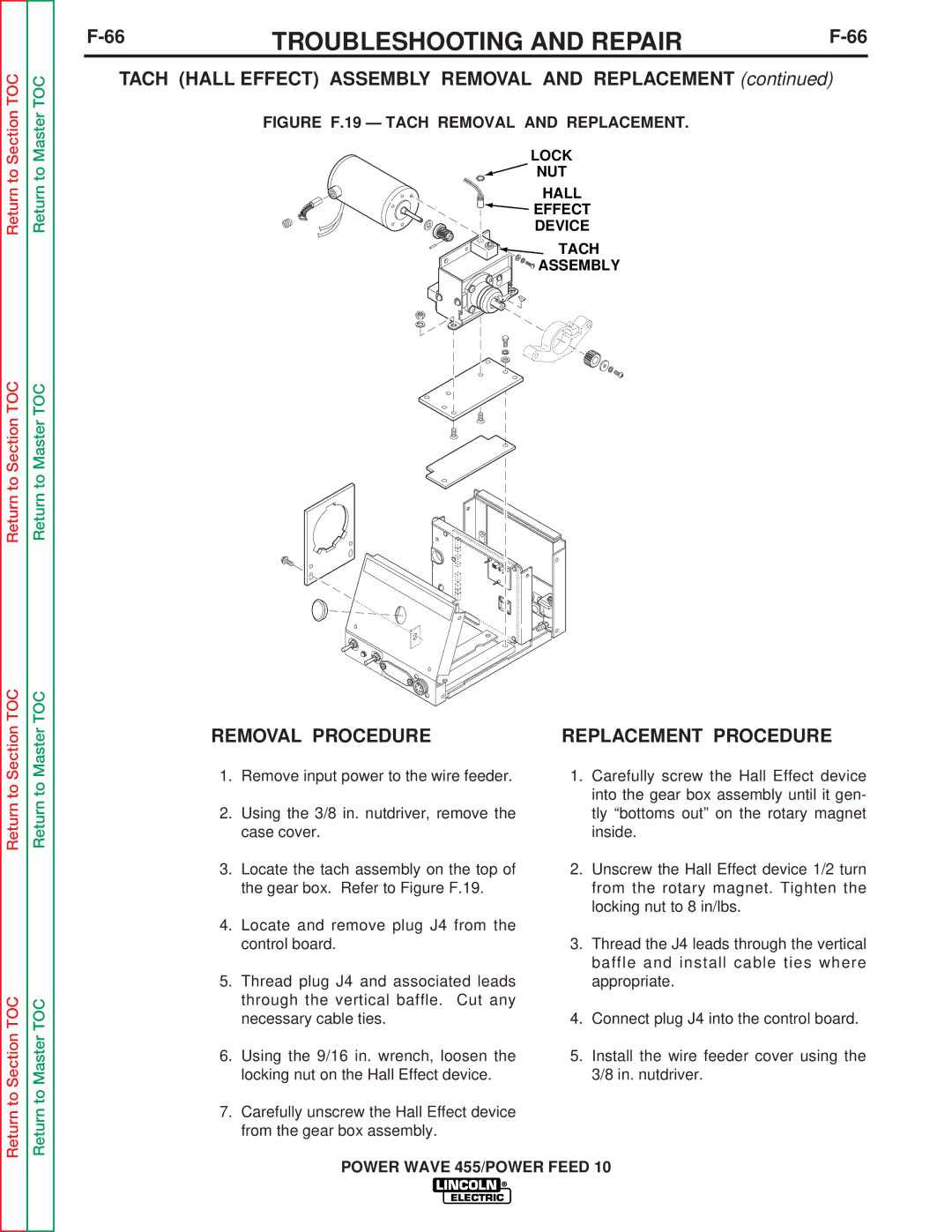 Lincoln Electric SVM135-B service manual Removal Procedure, Replacement Procedure 