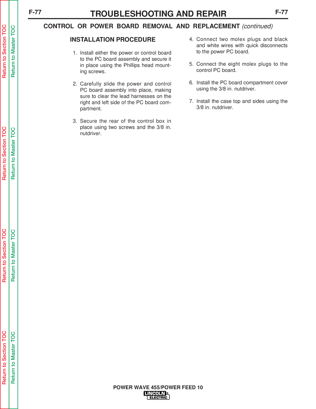 Lincoln Electric SVM135-B service manual Installation Procedure 