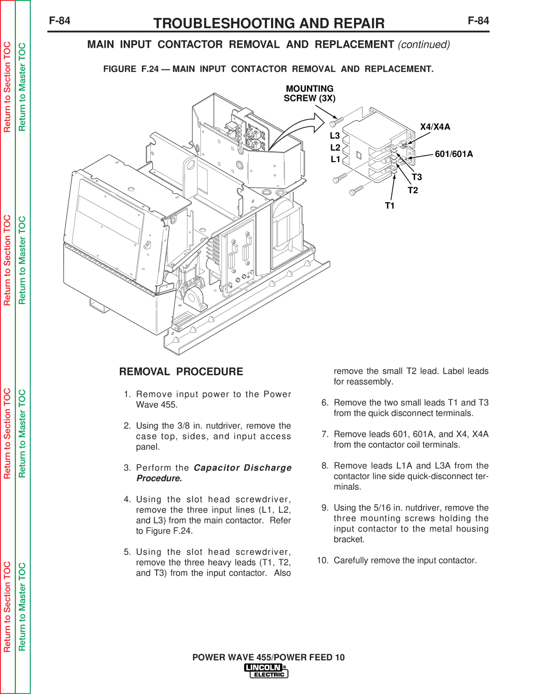 Lincoln Electric SVM135-B service manual X4/X4A, 601/601A 