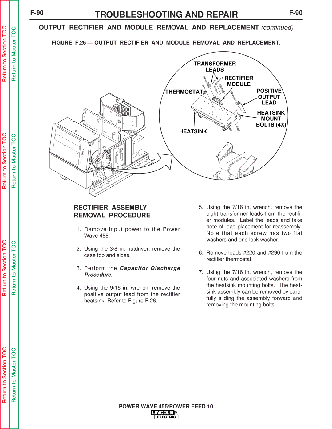 Lincoln Electric SVM135-B service manual Rectifier Assembly Removal Procedure 