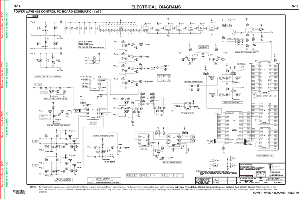 Lincoln Electric SVM135-B service manual Power Wave 455 Control PC Board Schematic 1 