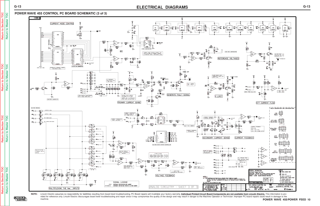 Lincoln Electric SVM135-B service manual Power Wave 455 Control PC Board Schematic 3 