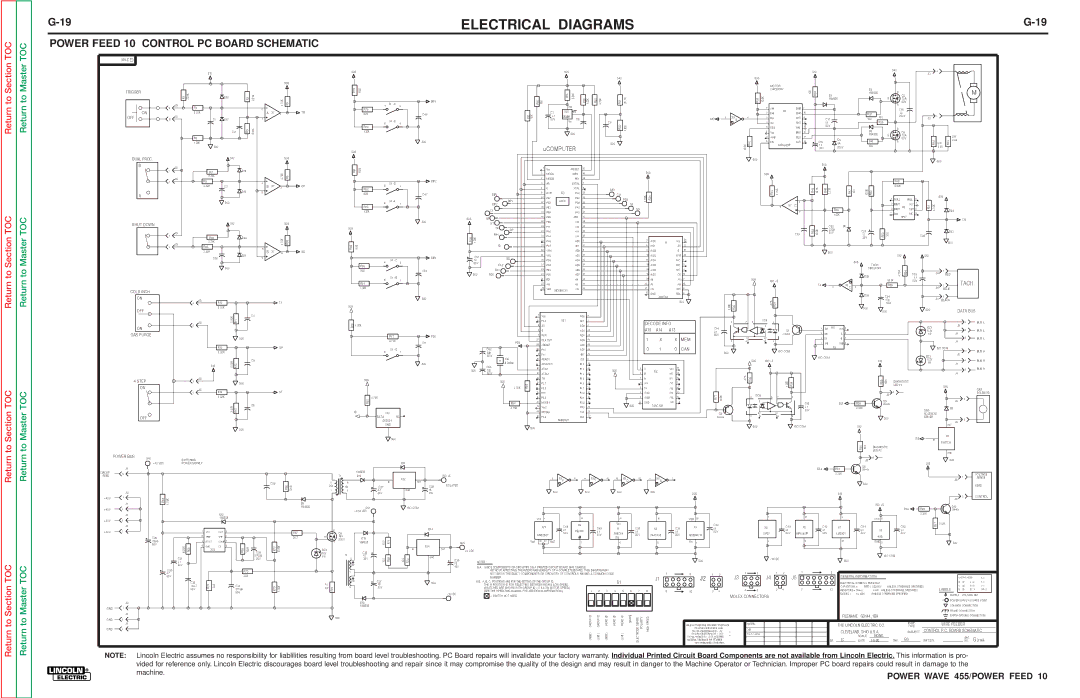 Lincoln Electric SVM135-B service manual Power Feed 10 Control PC Board Schematic, To Master 