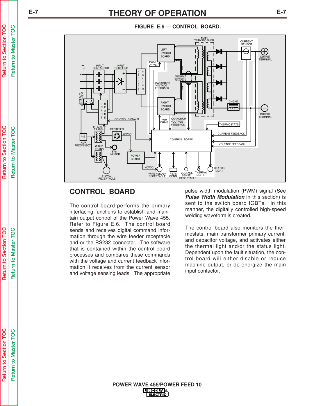 Lincoln Electric SVM135-B service manual Figure E.6 Control Board 