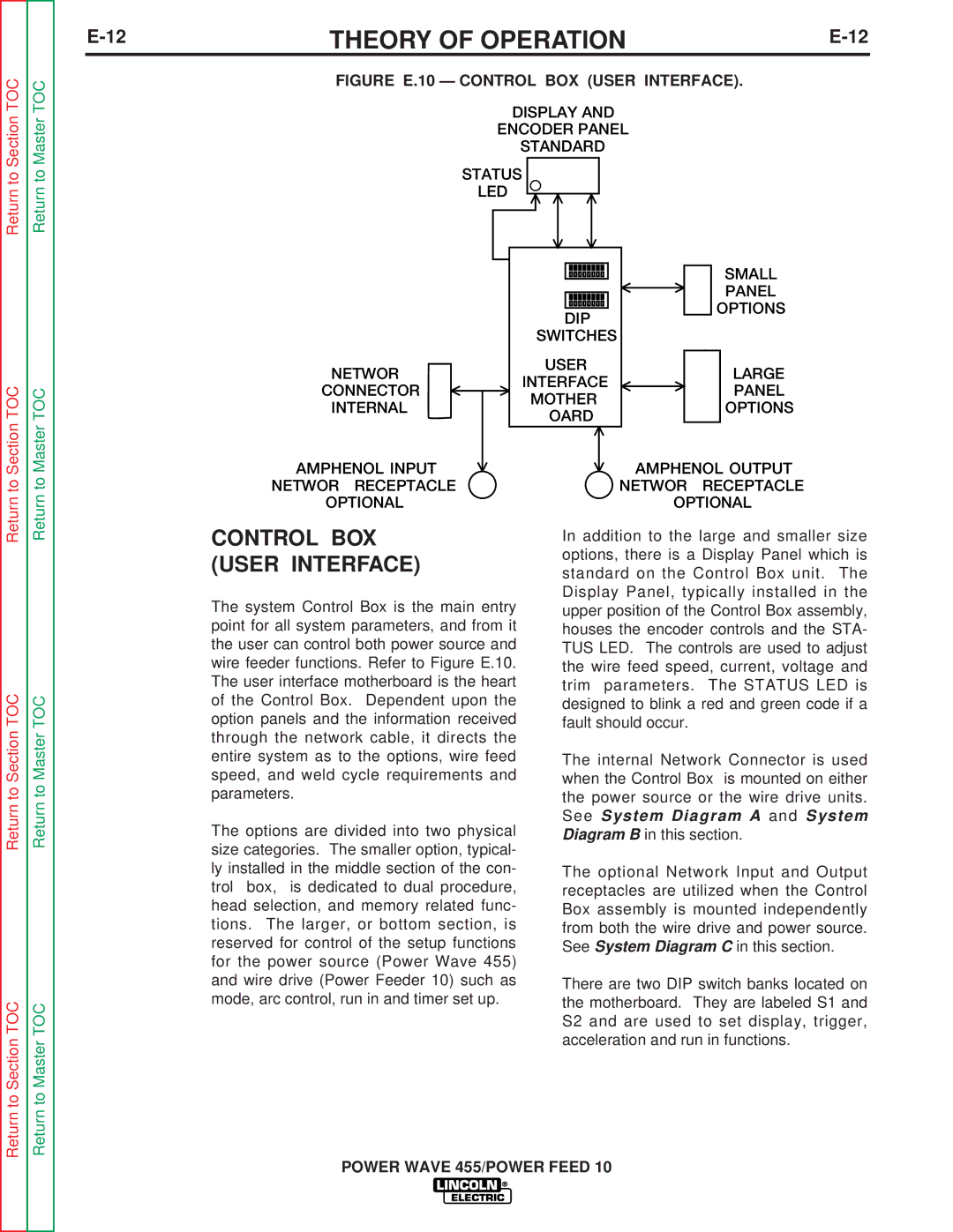 Lincoln Electric SVM135-B service manual Control BOX, User Interface, See System Diagram a and System 