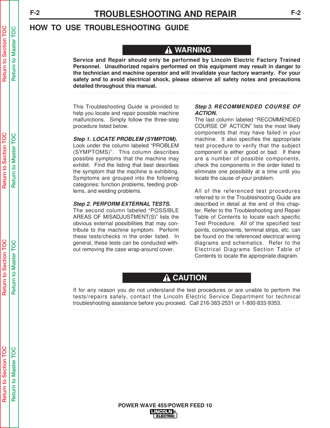 Lincoln Electric SVM135-B service manual HOW to USE Troubleshooting Guide 