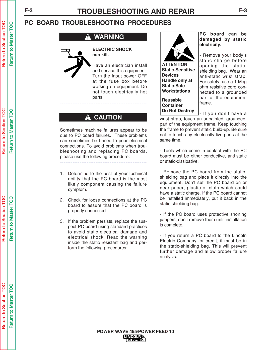 Lincoln Electric SVM135-B service manual PC Board Troubleshooting Procedures 